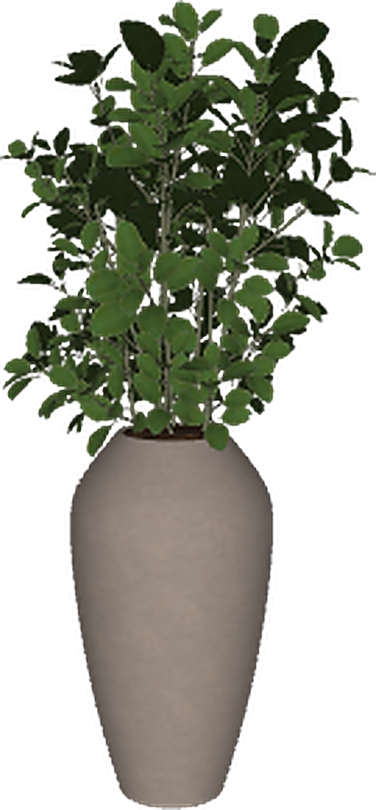 Bloco 3D Paramétrico para Archicad: Vaso Medio com Planta Verde