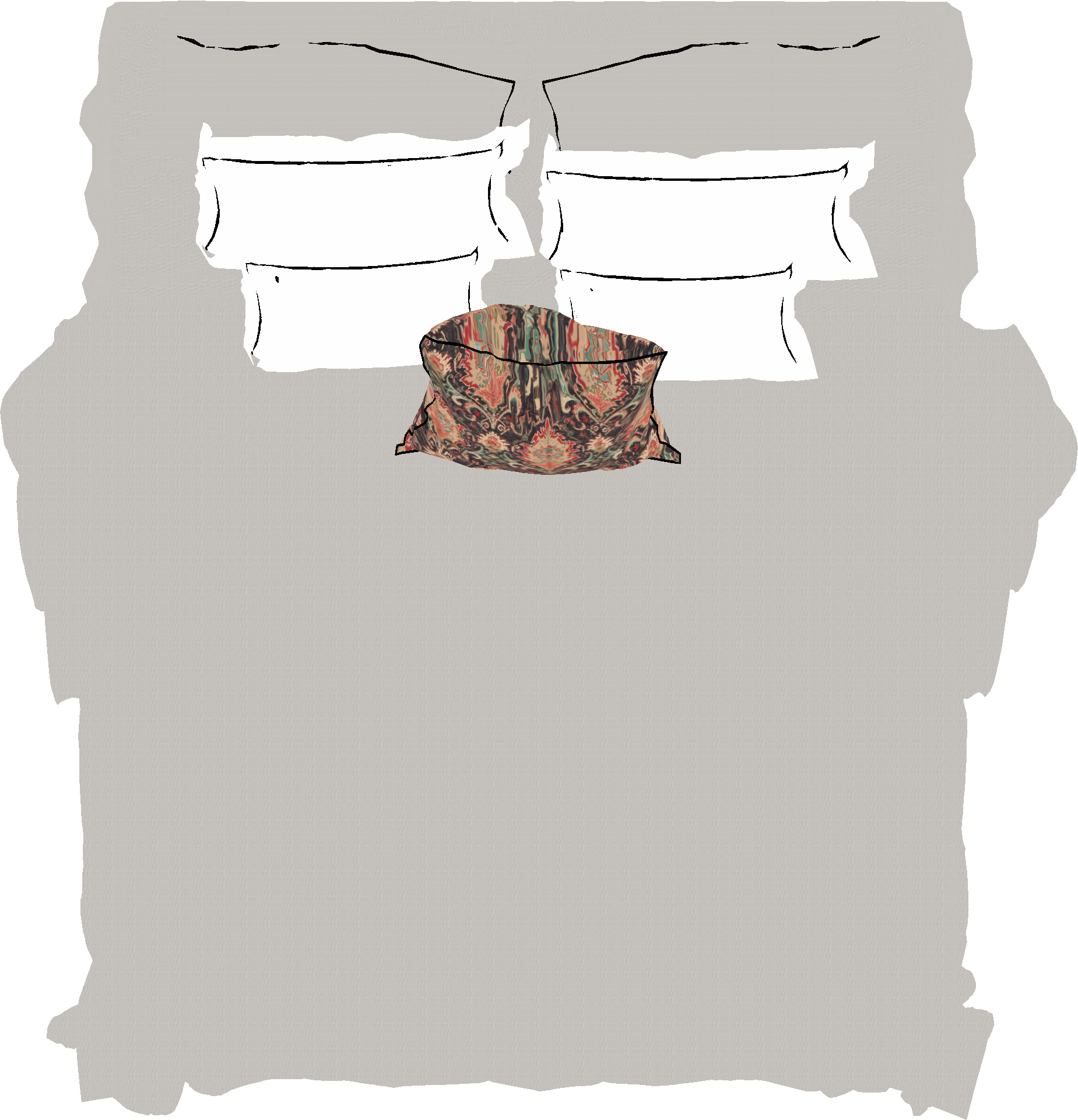 Bloco Archicad 2D Planta Baixa Texturizada: Hub Cama de casal 03